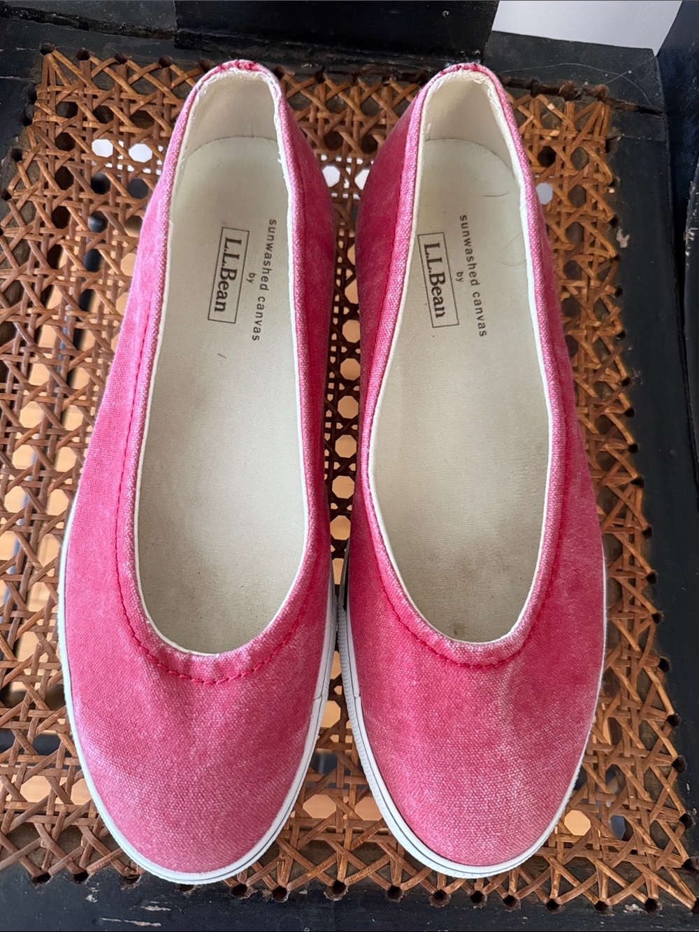 L.L. Bean Sunwashed Canvas Slip-On Flats in distressed Red 8.5